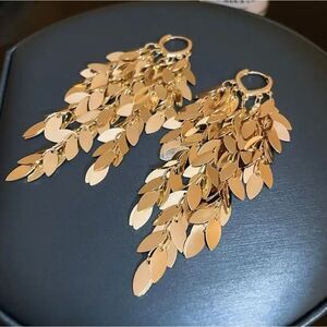 Luxury Gold Teardrop Tassel Earrings